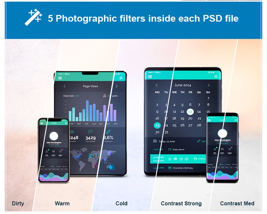 Android&iOS应用UI设计效果图样机模板v2 Android & iOS Mockup V.2插图(13)
