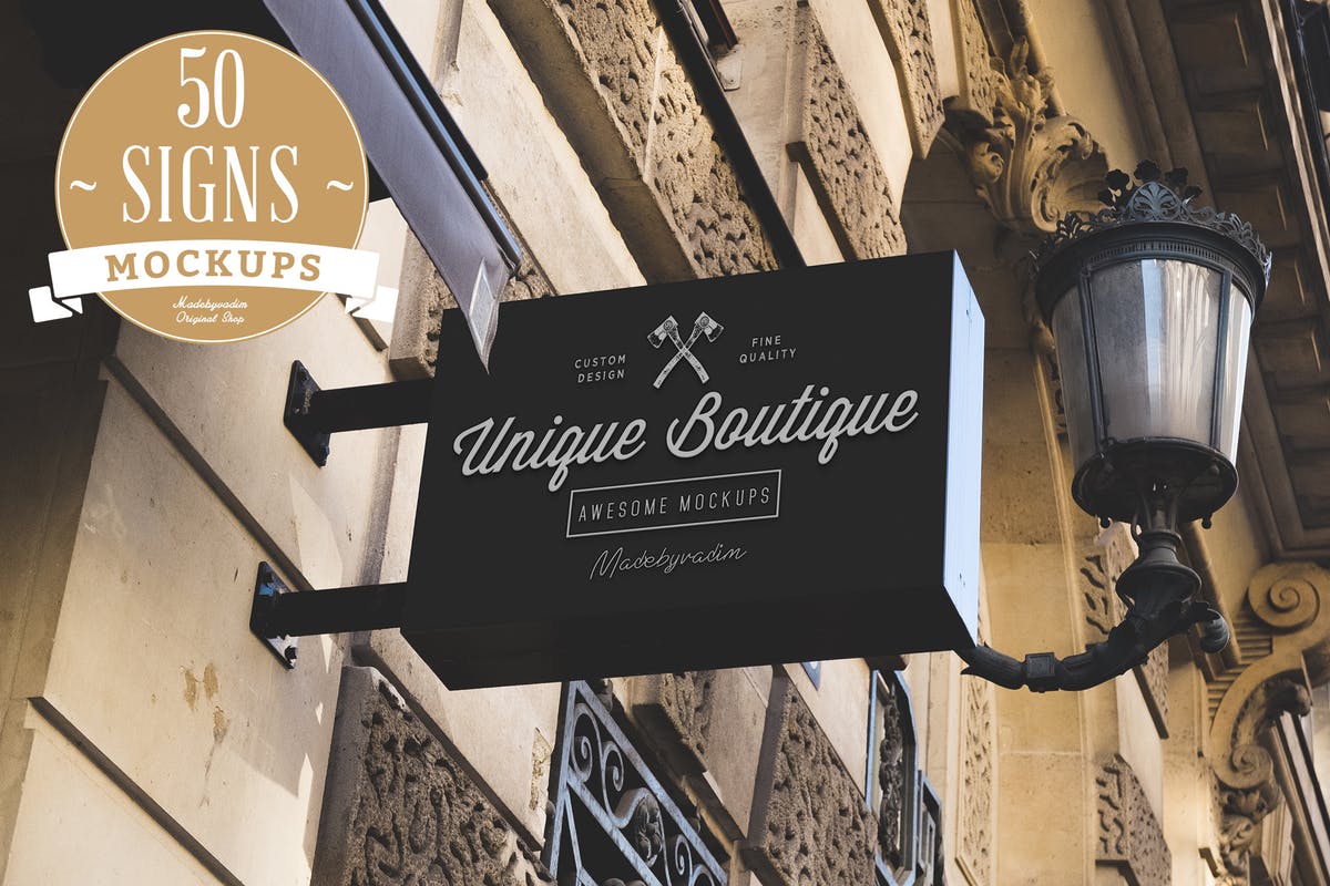 50款店铺店招招牌样机模板 50 Signs mockups插图