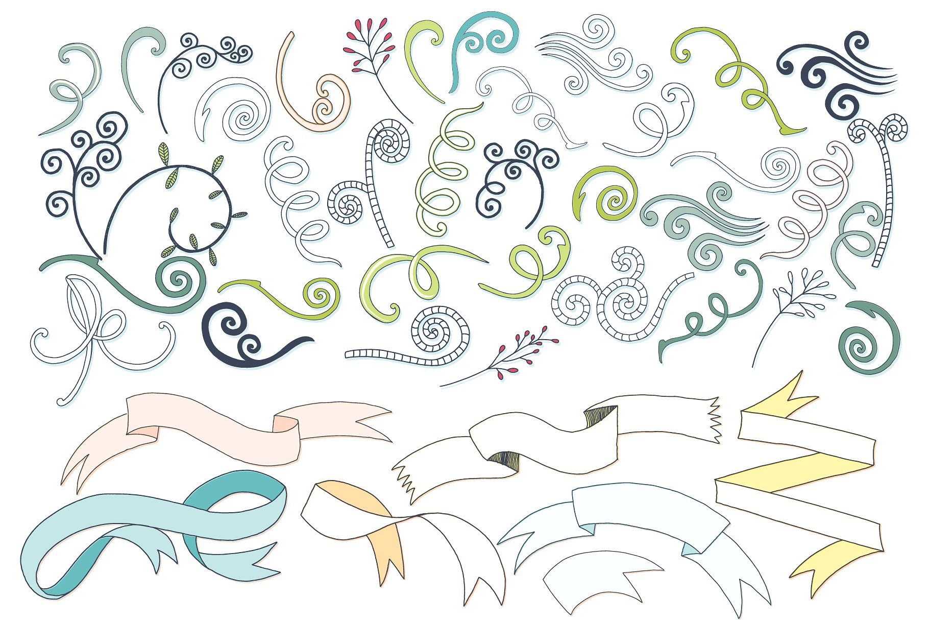 梦幻繁花似锦水彩手绘花卉蝴蝶树叶矢量图形 Fantasy Flowers, Floral Wreaths插图(4)