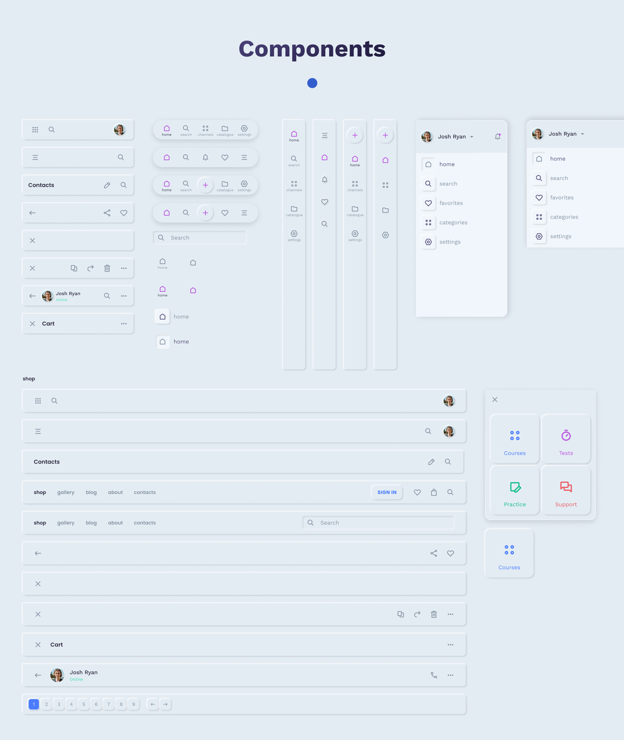 素材库下午茶:Messenger/博客/送餐服务/教育类APP应用设计UI套件插图(11)