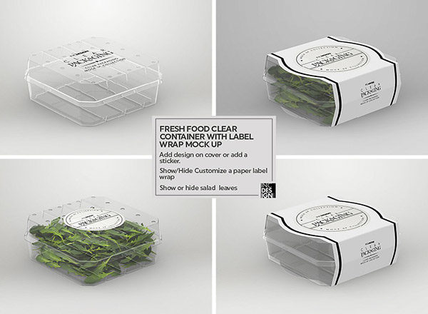 清新的新鲜食品容器样机展示模版mockups