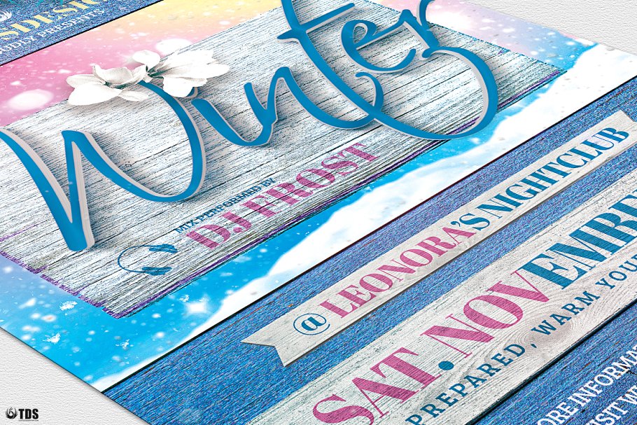 冬日节气活动宣传传单PSD模板v3 Winter Season Flyer PSD V3插图(5)