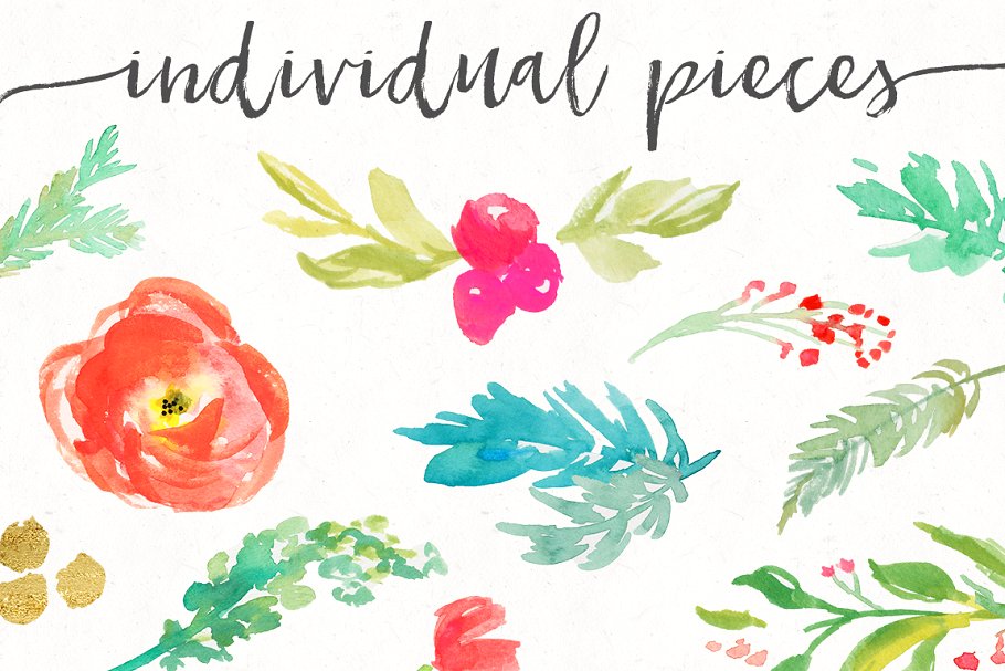 冬季水彩花卉艺术剪贴画 Winter Watercolor Flowers Clip Art插图(3)