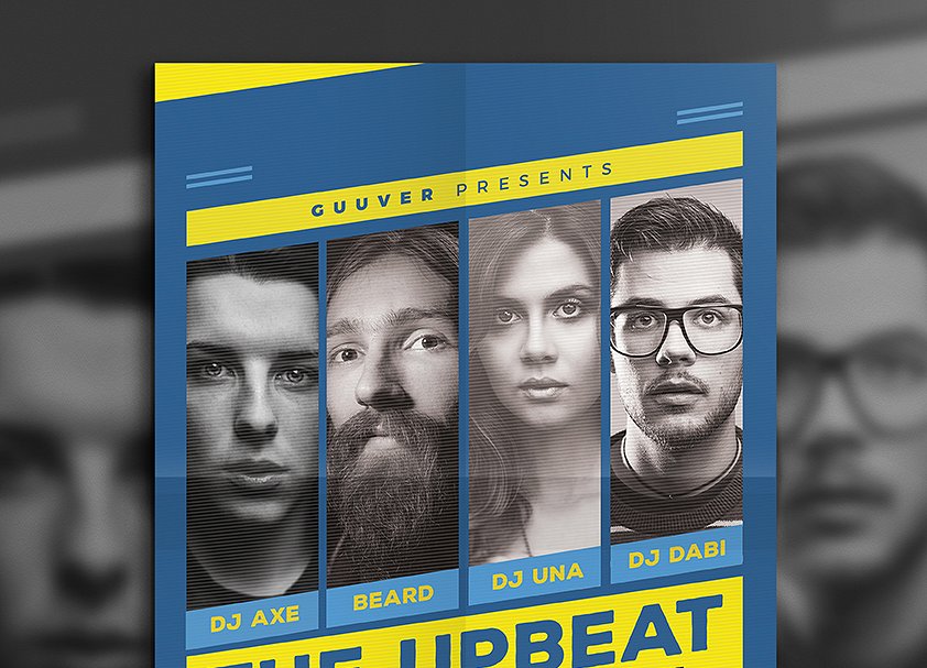 音乐派对音乐俱乐部活动海报传单模板 Upbeat Music Party Flyer插图(2)