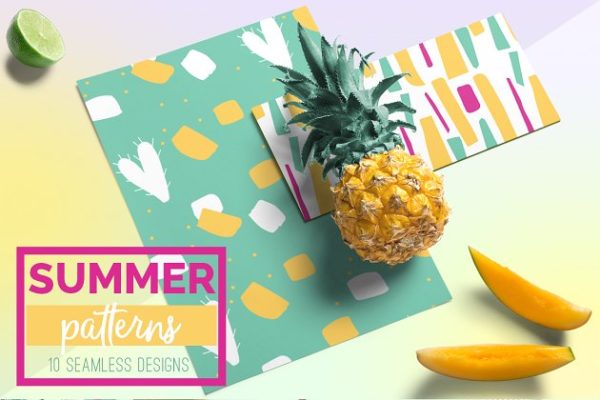 可爱夏季趣味无缝矢量纹理 Summer Fun Vector Patterns