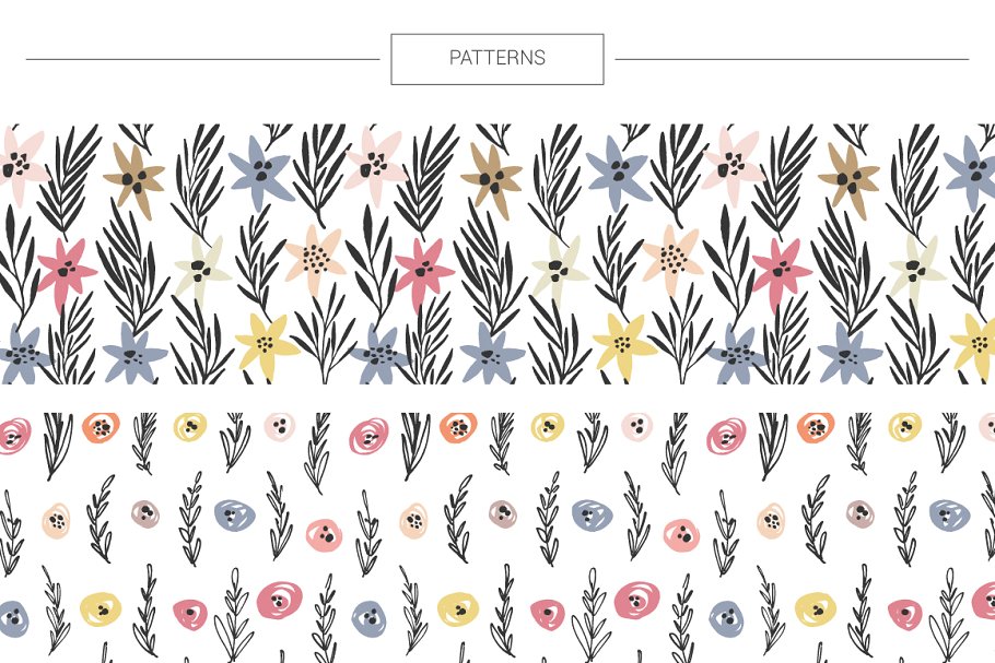 超级手绘花卉&叶子元素大礼包 Floral mega-bundle: 1267 elements插图(12)