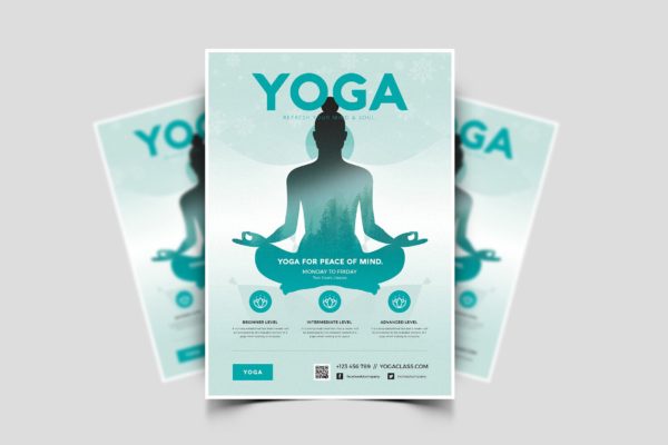 瑜伽培训师资格证宣传单海报PSD素材素材库精选模板v4 Yoga Flyer 04
