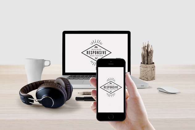 响应式网页设计演示iPhone/Macbook/iMac样机模板 Responsive Design Device Display Mock-Up插图(5)