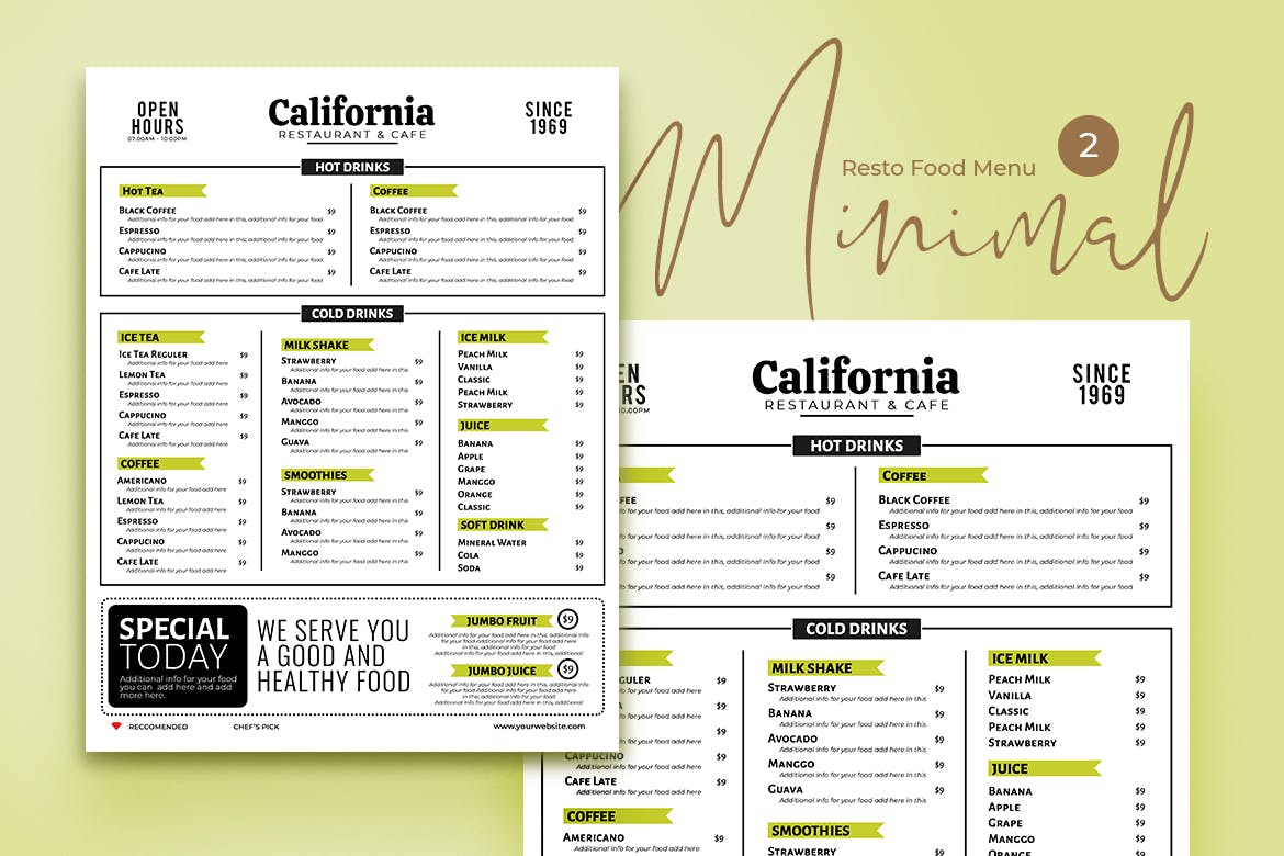 奶茶店/雪糕店/咖啡店极简设计风格菜单模板v2 Minimal Resto Food Menu Vol. 2插图