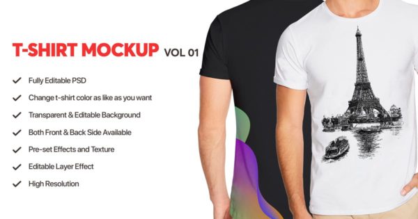 男士T恤印花图案设计效果图样机素材库精选v01 T-shirt Mockup Vol 01