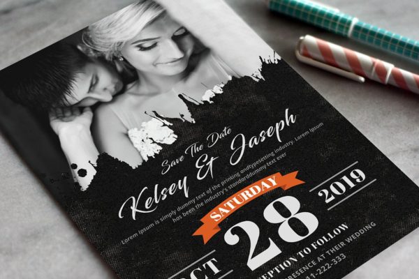 海报风格婚礼邀请函设计套装 Wedding Invitation