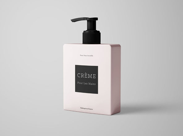 按压式瓶乳液包装外观设计样机模板 Cream Bottle Mockup