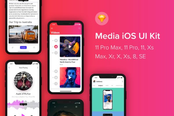 iOS平台社交媒体APP应用UI设计套件[for Sketch] Media iOS UI Kit (Sketch)