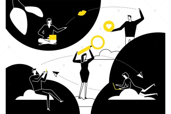 线上约会-扁平设计风格矢量插画素材库精选素材v1 Dating app – flat design style illustration