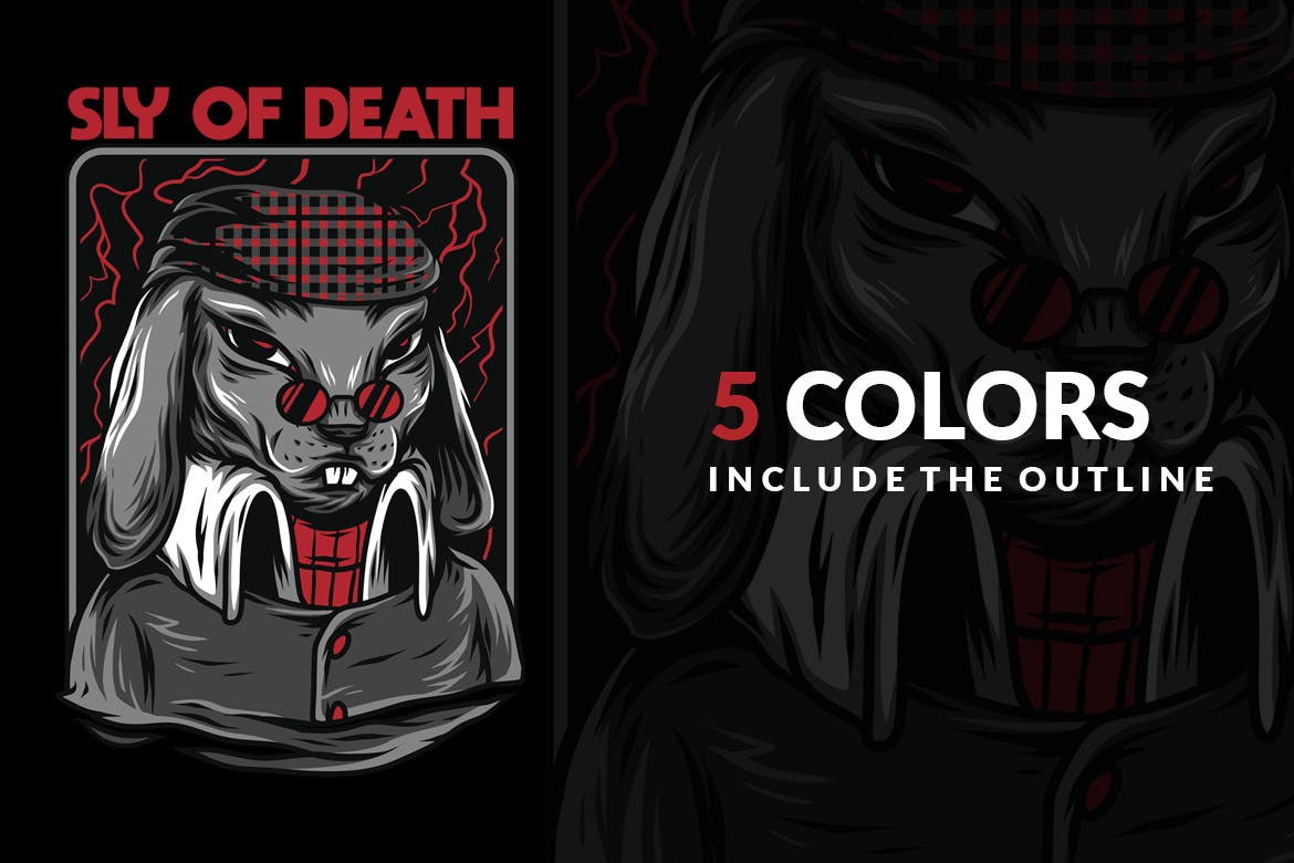 狡猾の兔潮牌T恤印花图案素材库精选设计素材 Sly of Death插图(3)