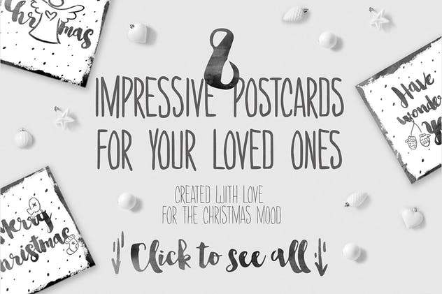 圣诞系列手绘图标/插画/明信片设计套装 Christmas bundle hand-drawing icons插图(3)