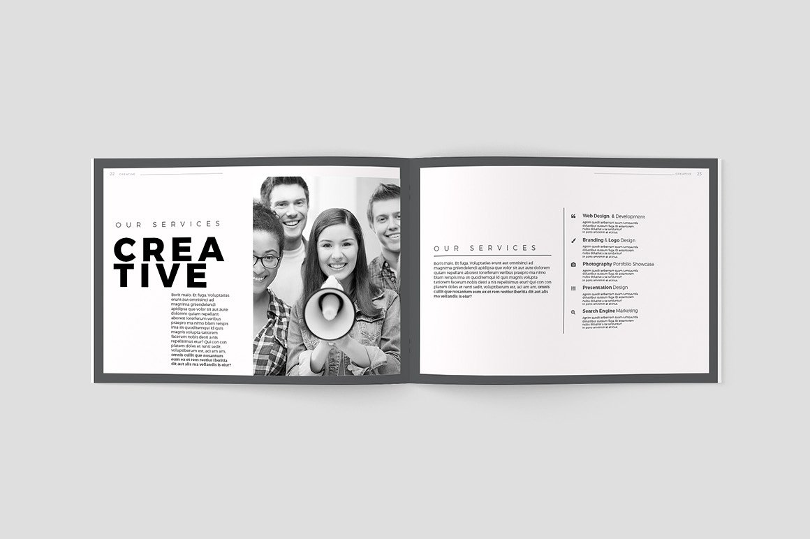 创意极简的黑白色调杂志手册模板下载[indd]插图(11)