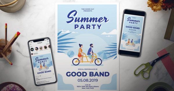 夏季活动派对海报传单设计模板