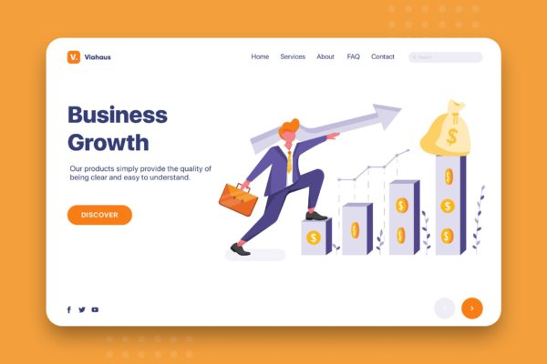 公司业务增长主题网站设计矢量插画 Business Growth – Corporate Web Header