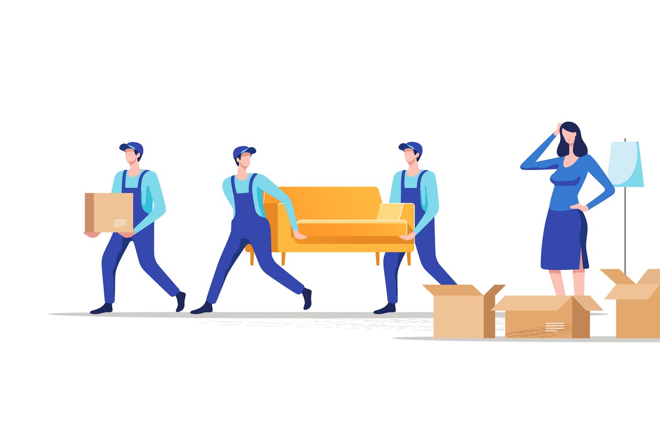 搬家公司场景矢量插画素材库精选素材v1 Moving House插图(1)