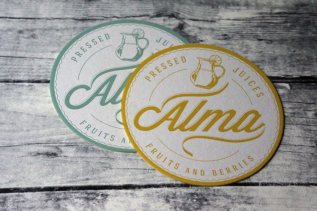 复古圆形杯垫标签展示样机 Coaster Round Label Mockup插图(2)