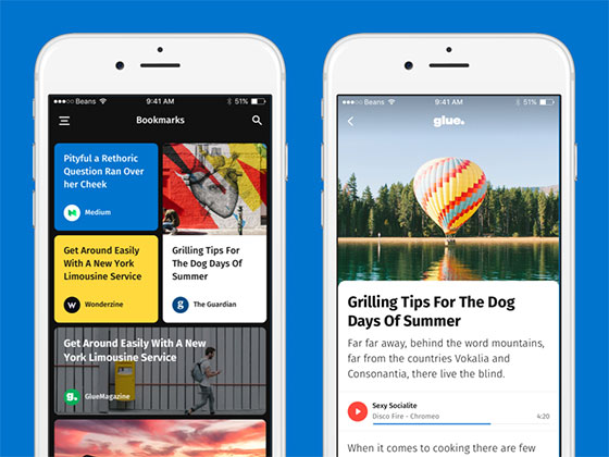 Glue 博客应用界面素材之家精选sketch素材