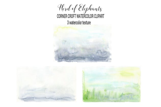 大象群水彩剪贴画合集 Watercolor herd of elephants插图(3)
