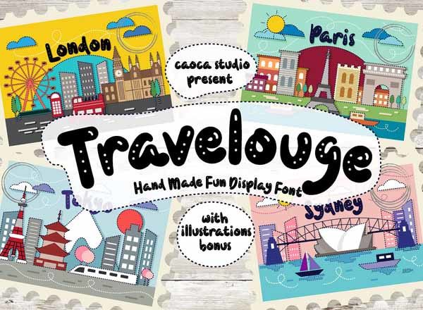几款适合旅行主题手绘字体打包下载[ai,ttf,otf,pdf,jpg]