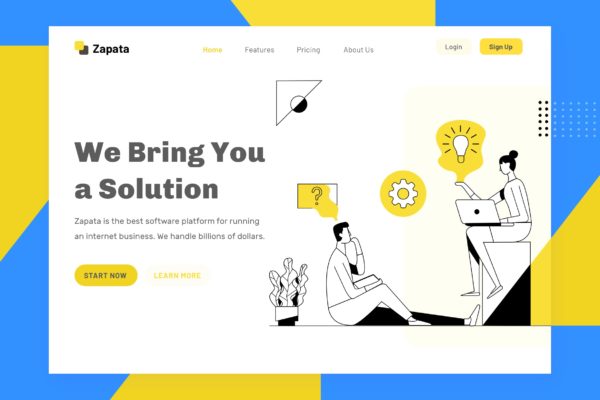 帮助中心主题网站设计简笔画矢量插画素材 Zapata – Help Header