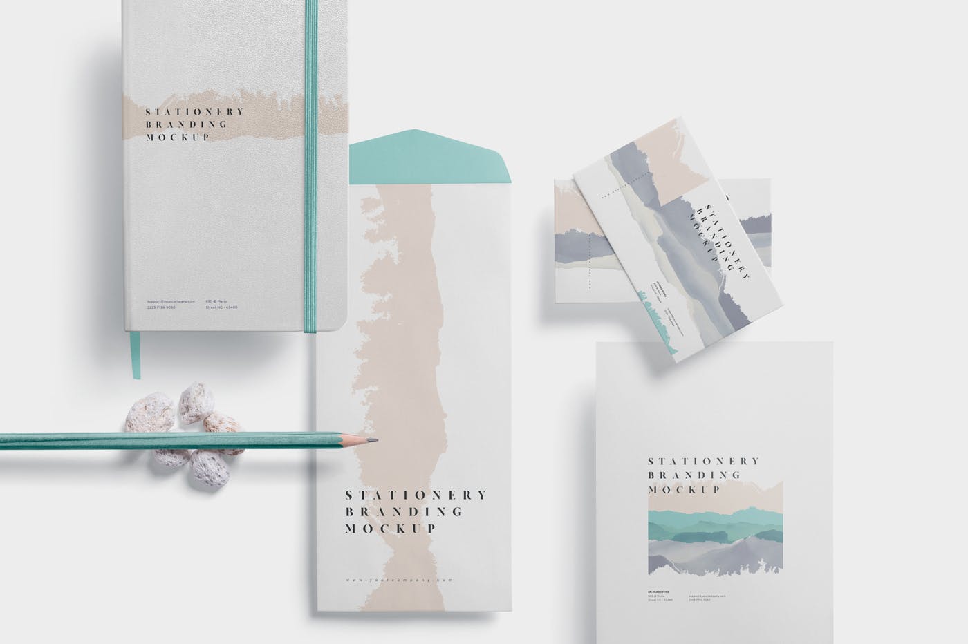 办公用品套装品牌VI设计预览样机模板 Stationery Branding Mockups插图(3)