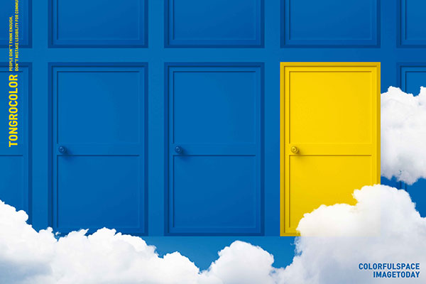黄&蓝主题抽象门图形psd素材