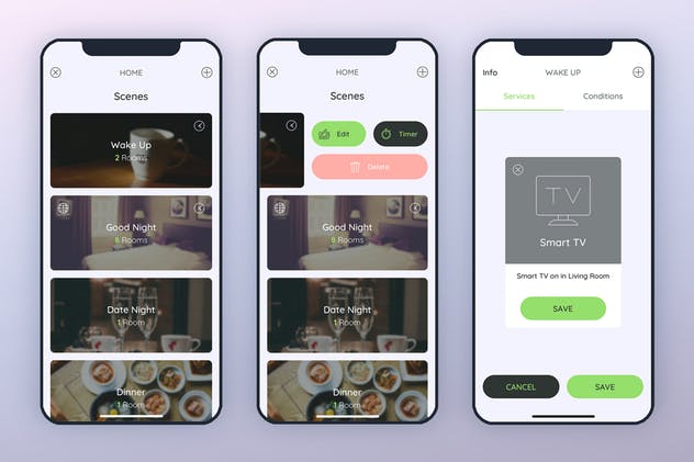 智能家居APP应用UI界面模板 Create Scenes Smarthome Mobile UI – FP插图(1)
