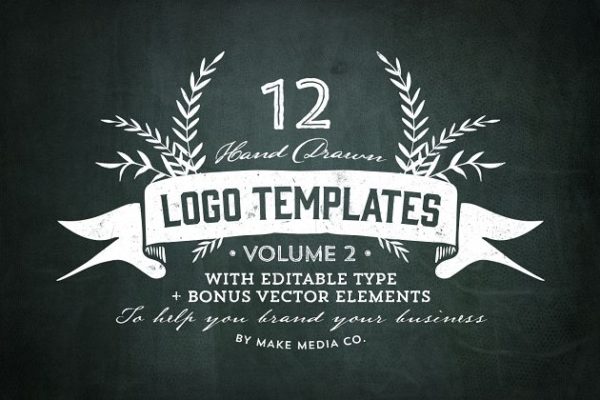 手绘Logo模板+Logo设计元素 Hand Drawn Logos + Elements Vol. 2