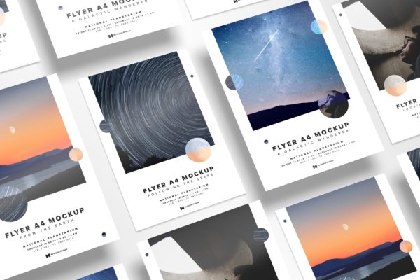 A4-A5传单设计等距网格效果图样机03 A4-A5 Flyer Mockup 03