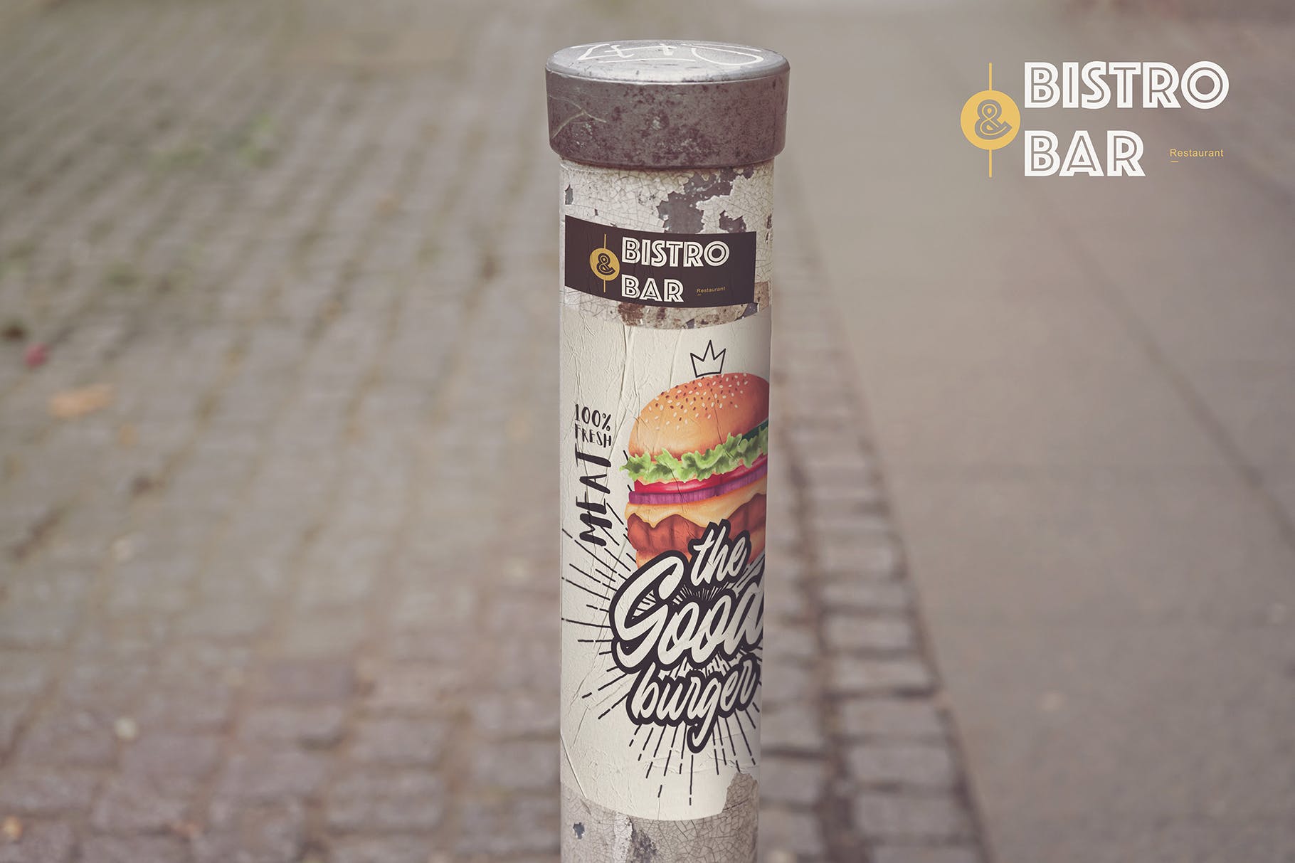 城市圆柱标志/海报张贴效果样机模板 Urban Sign Mockup插图(2)