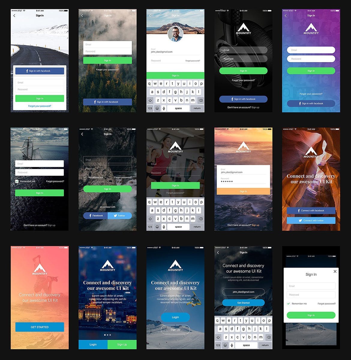 多用途综合性APP界面设计UI套件for Figma Mountify Mobile UI Kit for FIGMA插图(1)