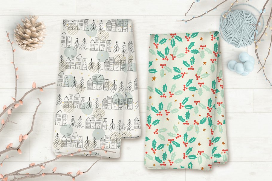 圣诞节主题礼品包装纸张图案纹理v2 Christmas Seamless Patterns v.2插图(8)