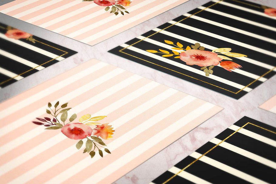 花卉&卡片水彩剪贴画 Flowers and cards插图(3)