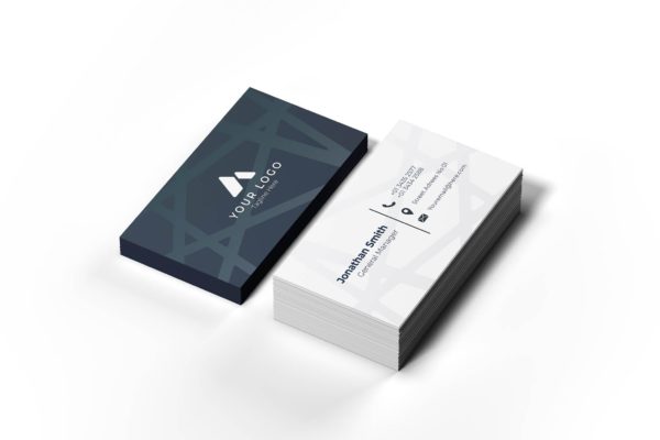 简约几何线条水印背景企业素材库精选名片模板v2 Business Card Template.v2