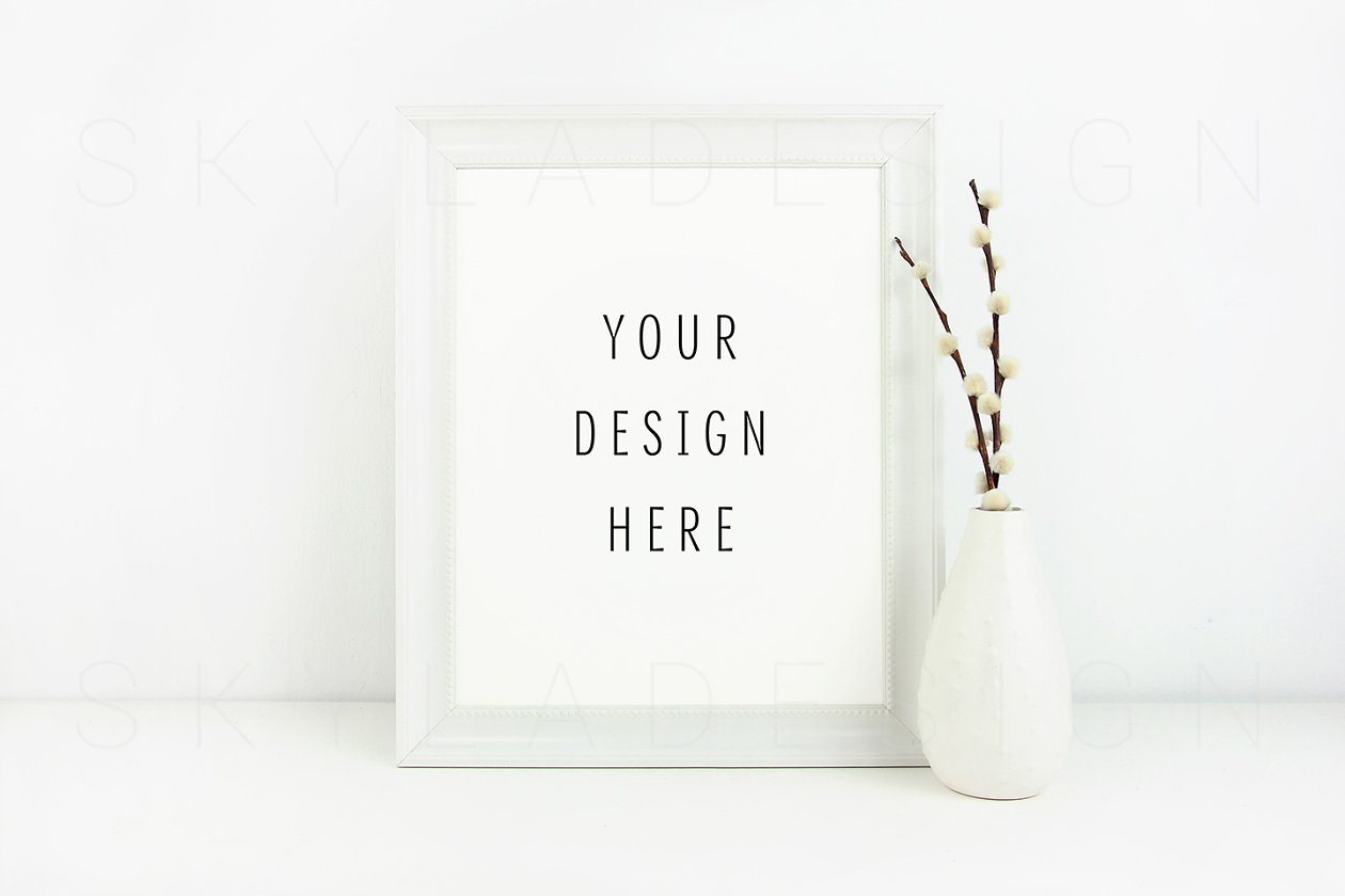 极简主义画框样机 White picture frame mockup插图