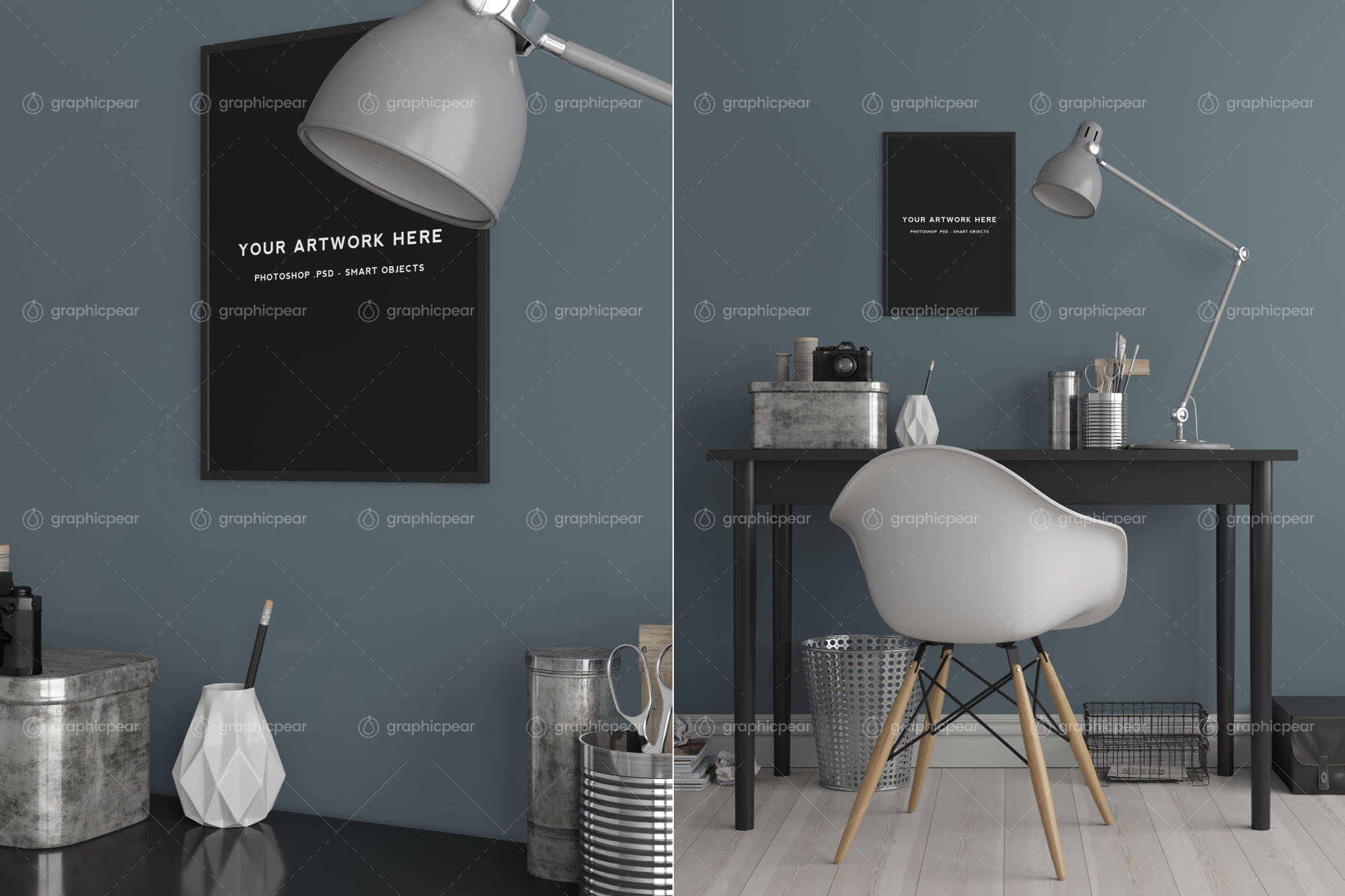 A3规格创意海报室内场景张贴效果样机模板 A3 Poster Interior Scene Mockup插图(2)