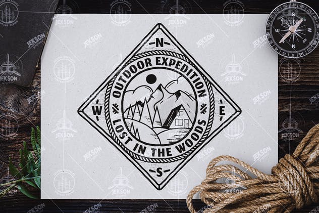 复古风格户外运动Logo模板v2 Retro Travel Emblem / Vintage Camping Logo / Patch插图(1)