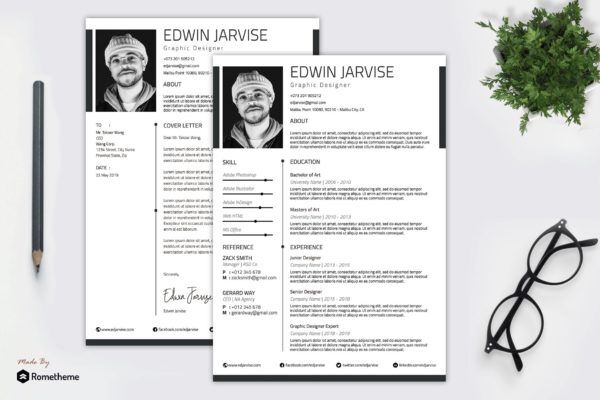 创意UI平面设计师极简风格个人简历设计模板v13 Clean Resume vol. 13