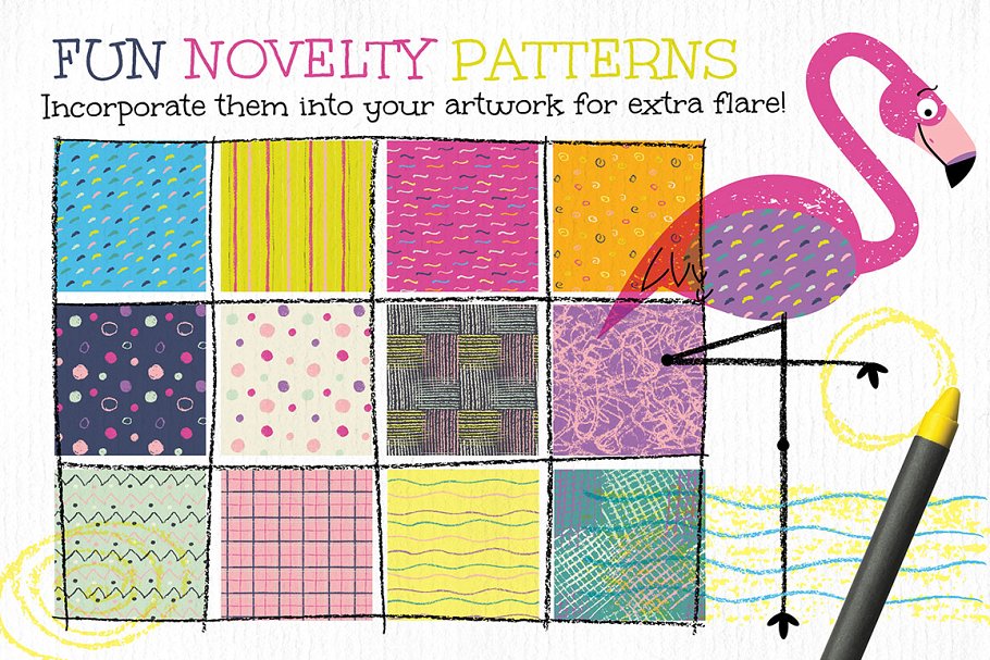 蜡笔纹理和设计元素 Crayon Textures and Design Elements插图(2)