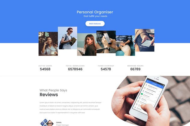 移动APP应用开发单页着陆页网页设计PSD模板 Mobile App Single Page Landing PSD Template插图(2)