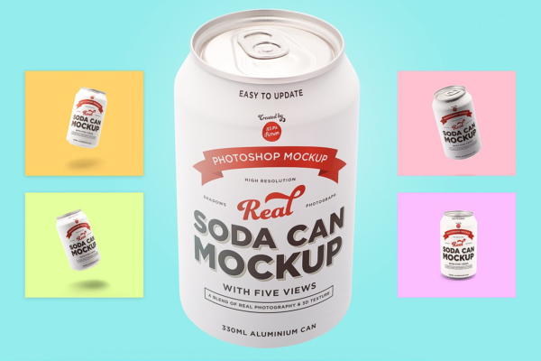 苏打水饮料易拉罐外观设计样机 Real soda can mockup for photoshop