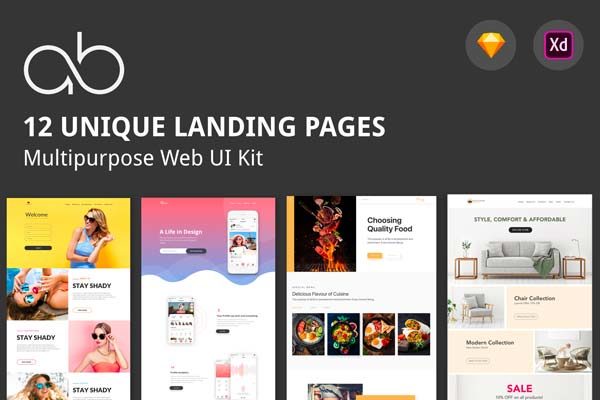 素材库下午茶：多用途时尚网页模板下载[Sketch,XD]