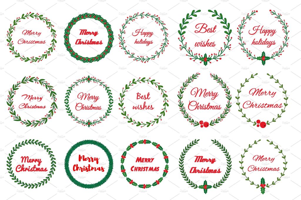 手绘无缝矢量圣诞花卉边框素材下载[eps]插图(4)