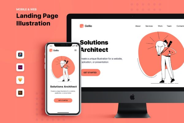 解决方案架构师主题网站Banner&amp;落地页设计素材库精选 Solutions Architect – Banner &amp; Landing Page