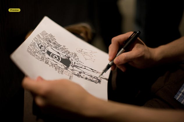 设计草图展示样机合集 Illustration Sketch Logo Close-Up Mock-Ups插图(9)